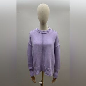 A New Day Lavender Knit Sweater Size L Crewneck Ribbed Hem Casual Pullover